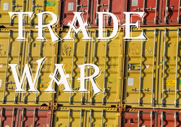 ticaret savaş metni ve nakliye konteynırı