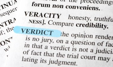 close up photo of te word verdict