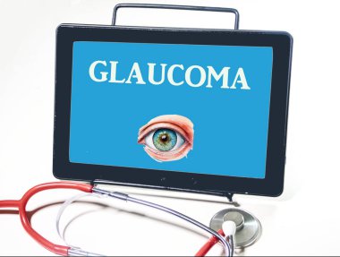 Göz görüşünü ve glokom kelimesini gösteren metin işareti