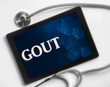 Siyah bir tablette steteskop - tıbbi konsept