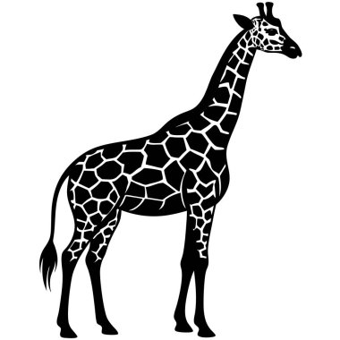 Simple Black and White Silhouette of a Giraffe clipart