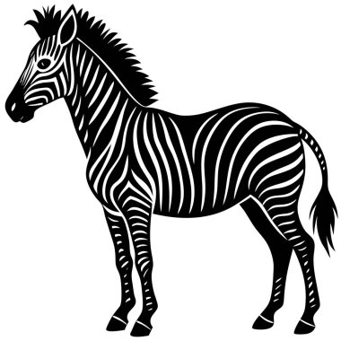 Zarif Siyah ve Beyaz Zebra Silueti