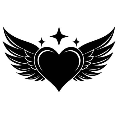 A stylized heart with wings, perfect for t shirt or tattoo designs. clipart