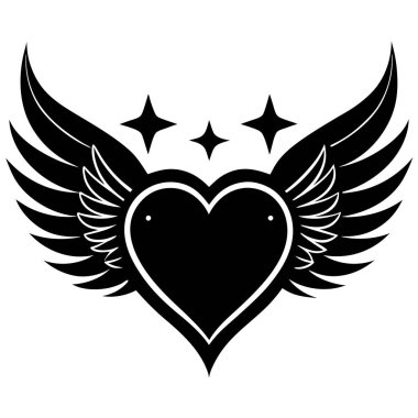 A stylized heart with wings, perfect for t shirt or tattoo designs. clipart