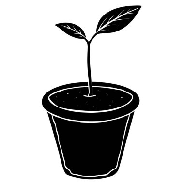 Simple illustration of a plant in a pot clipart