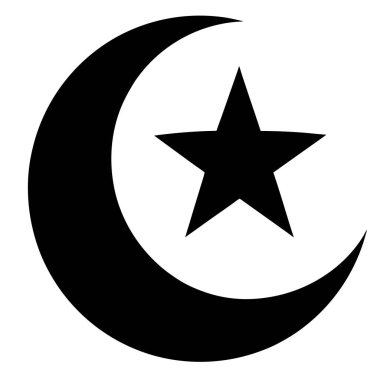 Basit Kara Hilal Ay ve Yıldız Sembolü