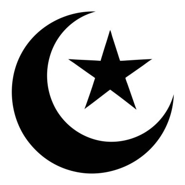 Basit Kara Hilal Ay ve Yıldız Sembolü