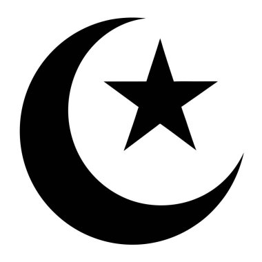 Basit Kara Hilal Ay ve Yıldız Sembolü