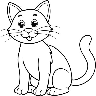 Sevimli çizgi film kedi boyama sayfası çizimi
