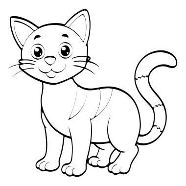 Sevimli çizgi film kedi boyama sayfası çizimi