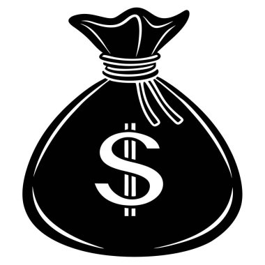 Dolar işaretli klasik para çantası illüstrasyonu.