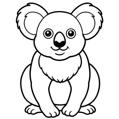 Şirin Siyah ve Beyaz Koala Renk Sayfası