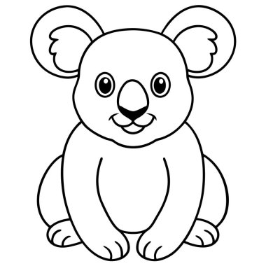 Şirin Siyah ve Beyaz Koala Renk Sayfası