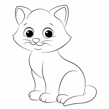 Sevimli çizgi film kedi boyama sayfası