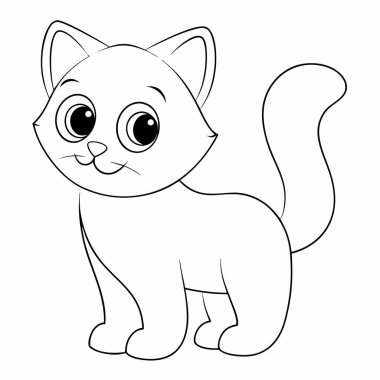 Sevimli çizgi film kedi boyama sayfası