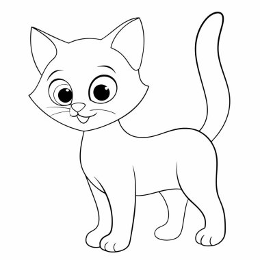 Sevimli çizgi film kedi boyama sayfası