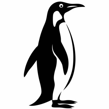 Basit Siyah ve Beyaz Penguen Silüeti