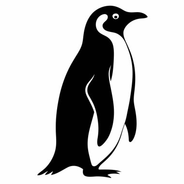 Basit Siyah ve Beyaz Penguen Silüeti