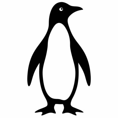 Basit Siyah ve Beyaz Penguen Silüeti