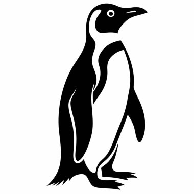 Basit Siyah ve Beyaz Penguen Silüeti