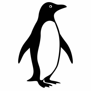 Basit Siyah ve Beyaz Penguen Silüeti