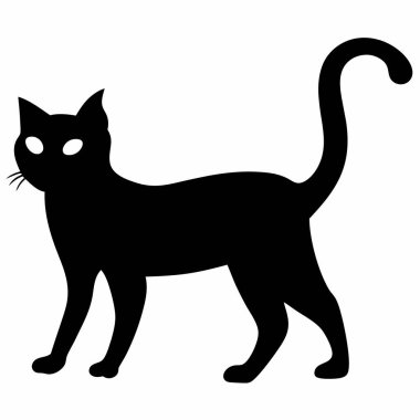 Oturan Kara Kedi 'nin Basit Silueti