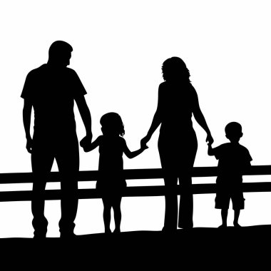 Mutlu Aile Silueti El ele tutuşuyor