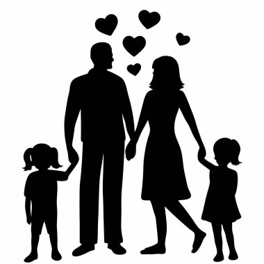 Mutlu Aile Silueti El ele tutuşuyor