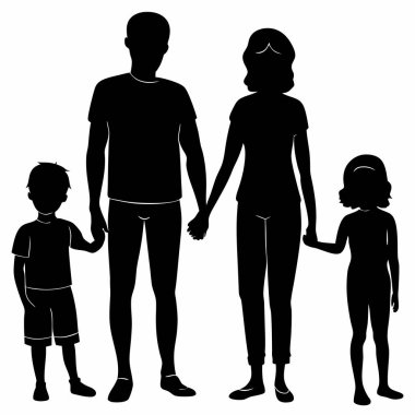 Mutlu Aile Silueti El ele tutuşuyor