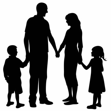 Mutlu Aile Silueti El ele tutuşuyor