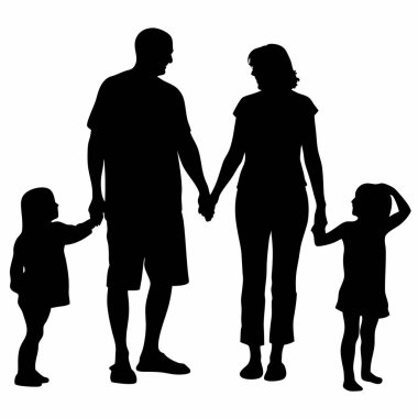 Mutlu Aile Silueti El ele tutuşuyor
