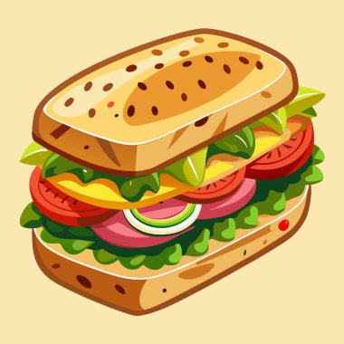 Lezzetli sebzeli sandviç taze ekmek, domates peynirli marul.