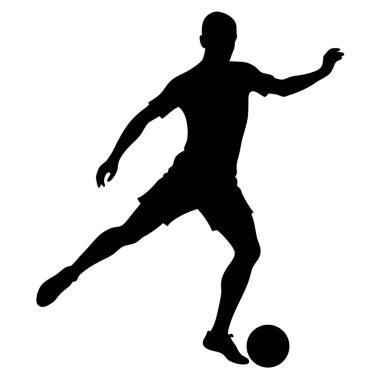 Bir futbolcunun bala vuruşunun siyah silüeti.