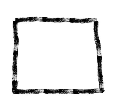 El çizimi Grunge kare dikdörtgen çerçeveler. Mürekkep boş kara kutu. Kuru fırçayla çizilmiş dikdörtgen kenar. Kauçuk kare desenli damga izi. Toprak tehlike sınırı arka planda izole edildi