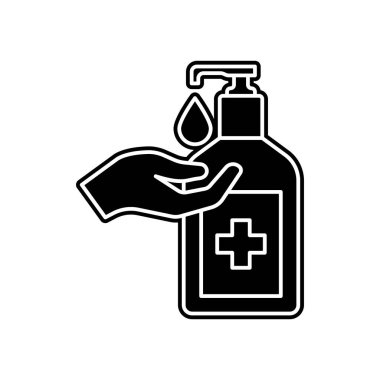 El sabunu düz çizgi ikonu. İnce çizgili çizim. Sıvı antibakteriyel sabun. El dezenfeksiyonu.