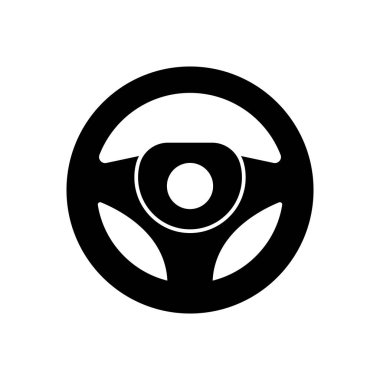 İzole edilmiş beyaz arka planda araba direksiyon simgesi.