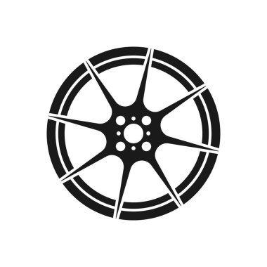 Araba kenarındaki simge beyaz arkaplanda izole edilmiş. Tekerlek sembolü düz stil. Web ve mobil tasarım için Otomobil Ögesi Vektörü illüstrasyonu.