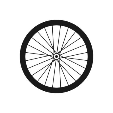 Bisiklet tekeri vektör simgesi. Bisiklet tekerleği sembolü. Bisiklet lastiği. Dağ lastiği. Kapakçık. Fitness döngüsü. Motorsiklet. Vektör