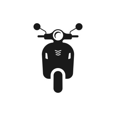 Moped scooter logo tasarımı. Retro scooter ön görünüm vektör tasarımı. Elektrikli scooter logotipi