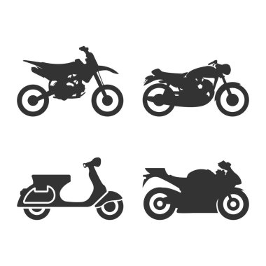 Motosiklet türü ve modeli nesneleri simgeler kümesi.