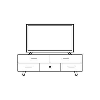 Televizyon yıldızı ikonu. Mobil konsept ve web uygulamaları için mobilya elementleri. Web sitesi tasarımı ve geliştirmesi için ince çizgi simgesi, uygulama geliştirme. Beyaz arkaplanda premimium simgesi