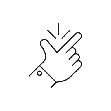 Basit bir logo gibi ince çizgi parmak şıklatması. Kadın ya da erkek kavramı parmak şıklatması ve popüler jestler yapar. doğrusal soyut eğilim basit okey logotip grafik tasarımı beyaz arkaplan üzerinde izole