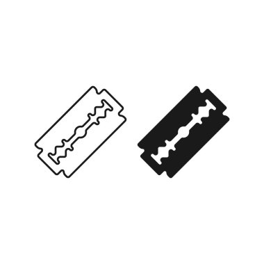 Beyaz arkaplanda izole edilmiş Razor bıçaklı çizgi simgesi kümesi