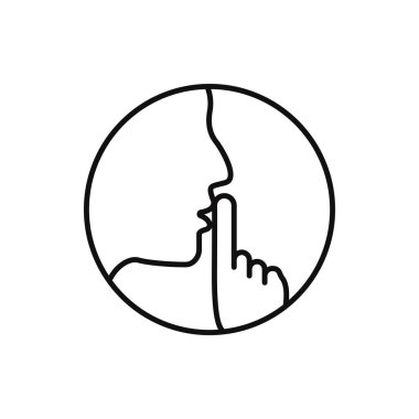 ikonu rahatsız etmeyin, lütfen sessiz olun, psssst ya da shhh jest dudakları, sessizlik ya da gizlilik, çenenizi kapalı tutun, çizgi sembolü beyaz arka planda - düzenlenebilir vuruş vektörü gösterimi eps10