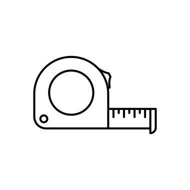 Şerit çizgisi simgesini ölç. Basit taslak biçimi. Ölçü, uzunluk, metrik, uygulama ve web için boyut kavramı. Vektör illüstrasyonu beyaz arkaplanda izole edildi.