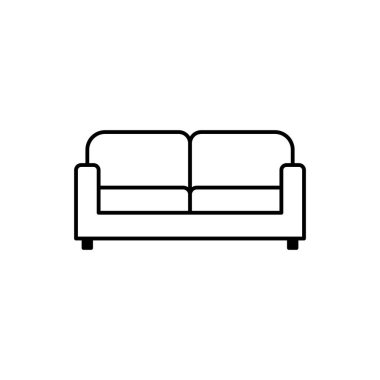 Koltuk, mobil konsept ve web tasarımı için doğrusal stil işareti. Sembol, logo çizimi. Piksel mükemmel vektör grafikleri