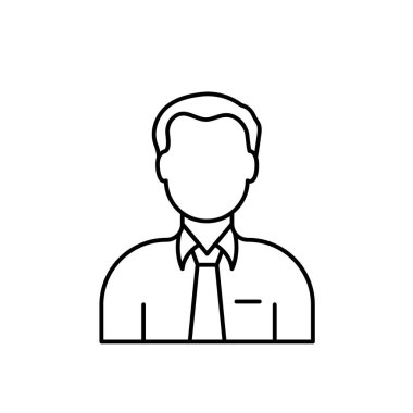 İşadamı çizgi simgesi. Kravatlı adam. Meslek kavramı. Üst yönetim, bankacılık, finans, yatırım gibi konularda kullanılabilir