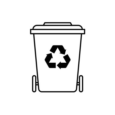 Wheelie bin taslak simgesi. Atık parça beyaz arkaplan üzerinde izole