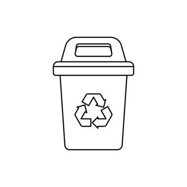 Çöp geri dönüşüm kutusu çizgi simgesi vektörü