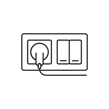 Elektrik ışığı anahtarı ve elektrik çıkış simgesi vektörü